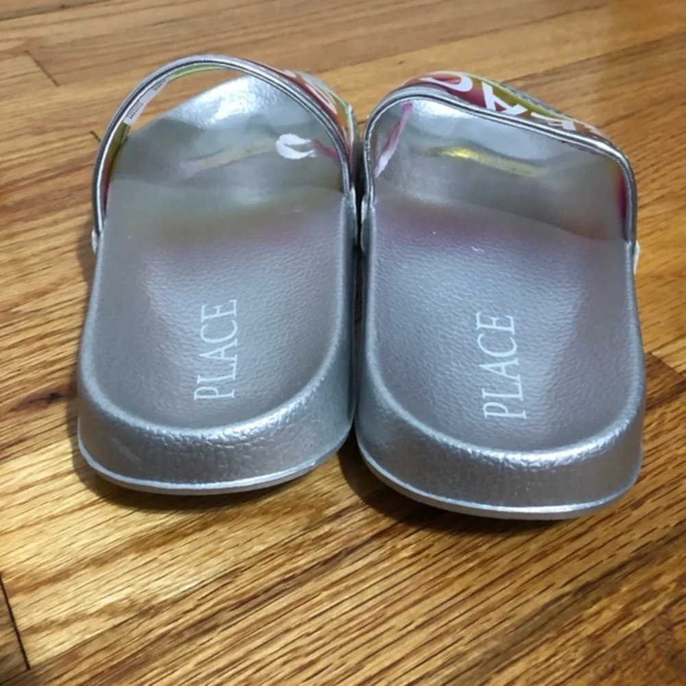 Beach Squad children’s place beach slip‎ on slide sandals girls size 12 NWOT